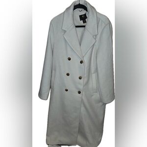 House of Harlow 1960 White Long Oversized Pea Coat